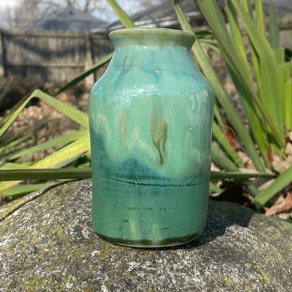 Handcrafted Green Ceramic Vase - Picture 9 of 11
